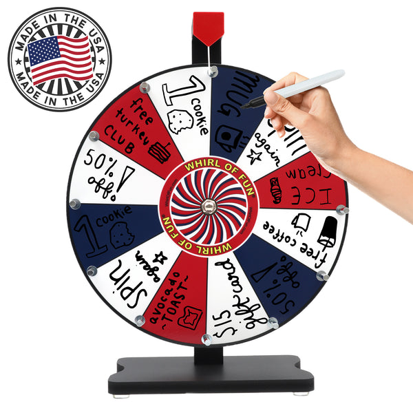 Prize Wheel 12-inch Table Top - American Flag Colors - Red White Blue